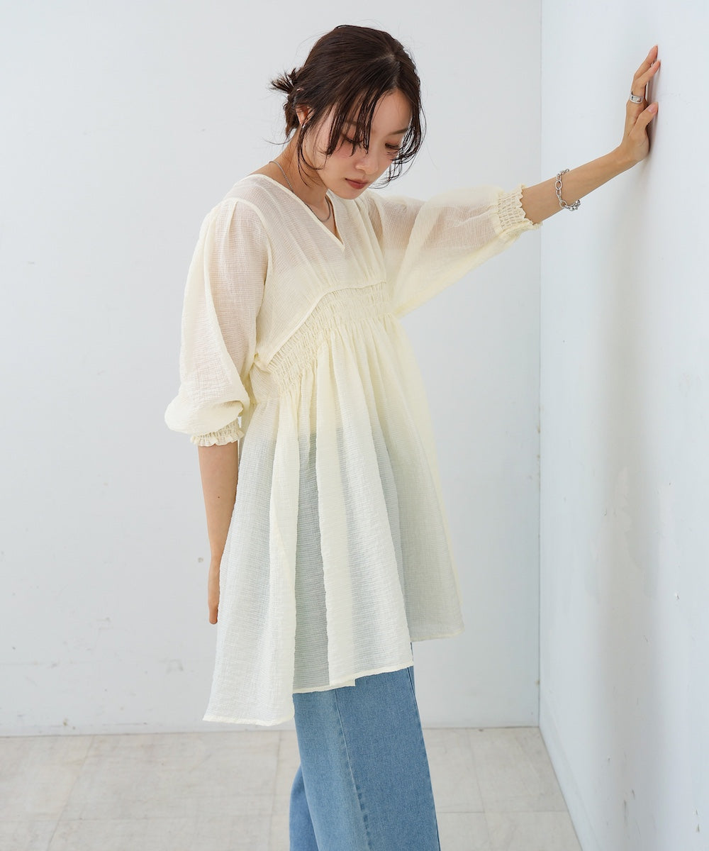 ギャザーミニワンピース