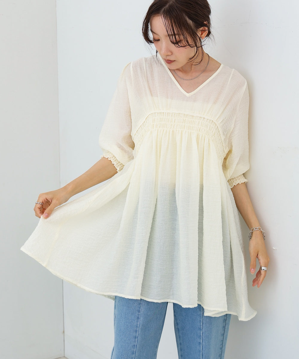 ギャザーミニワンピース