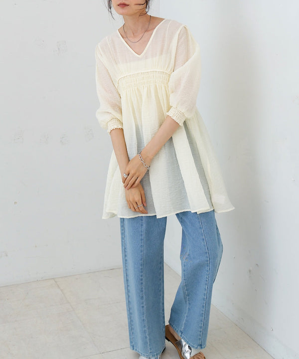 ギャザーミニワンピース