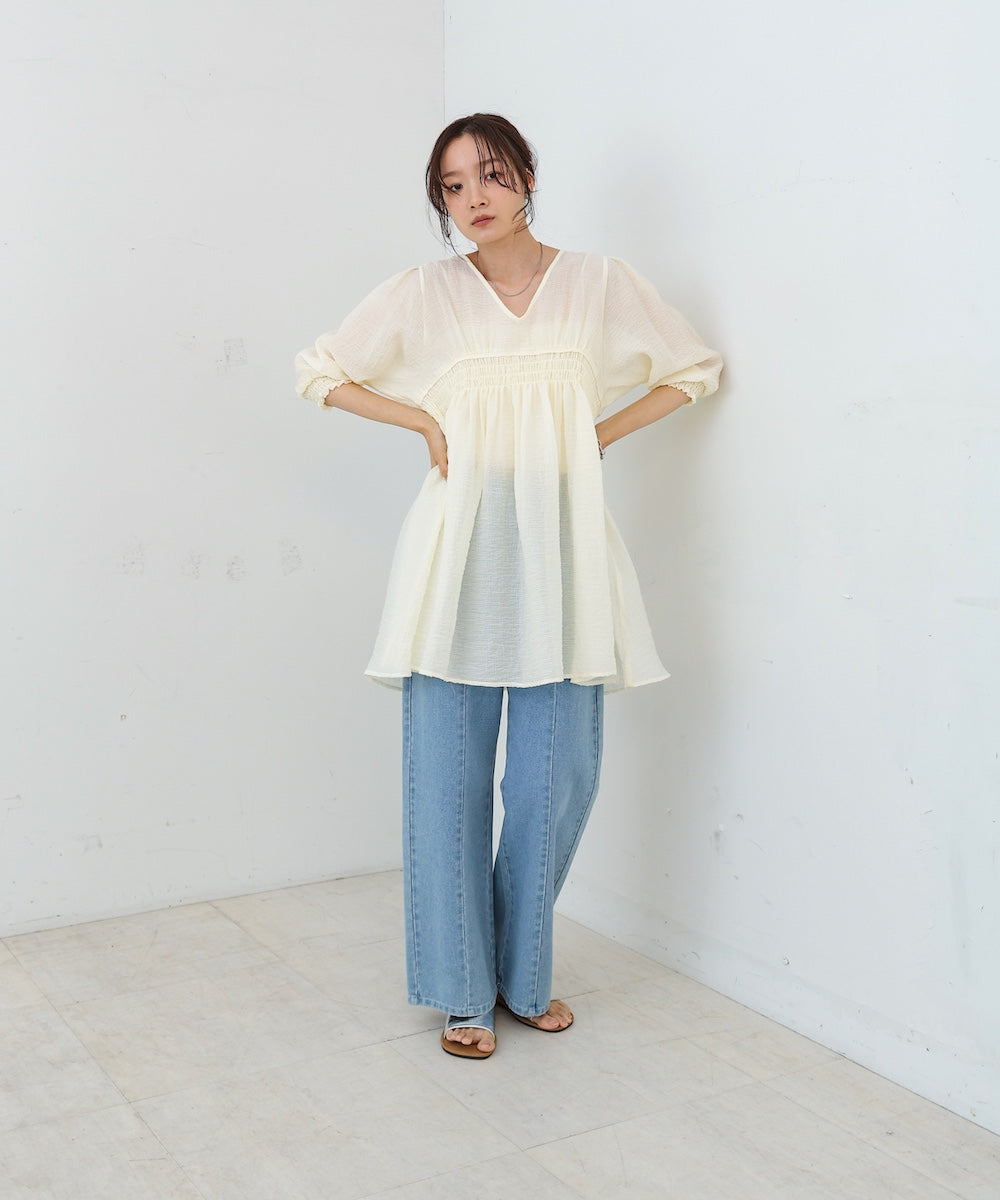 ギャザーミニワンピース