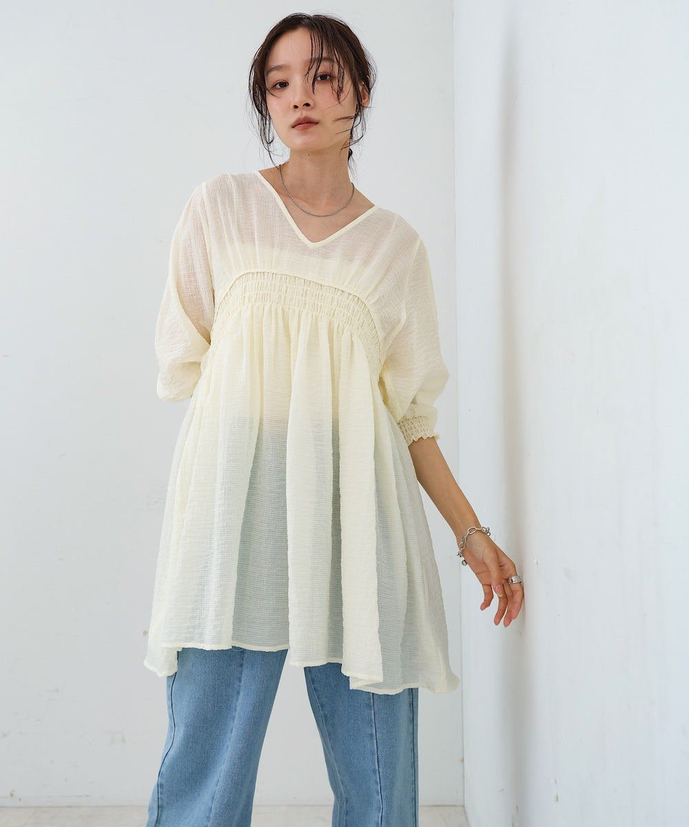 ギャザーミニワンピース