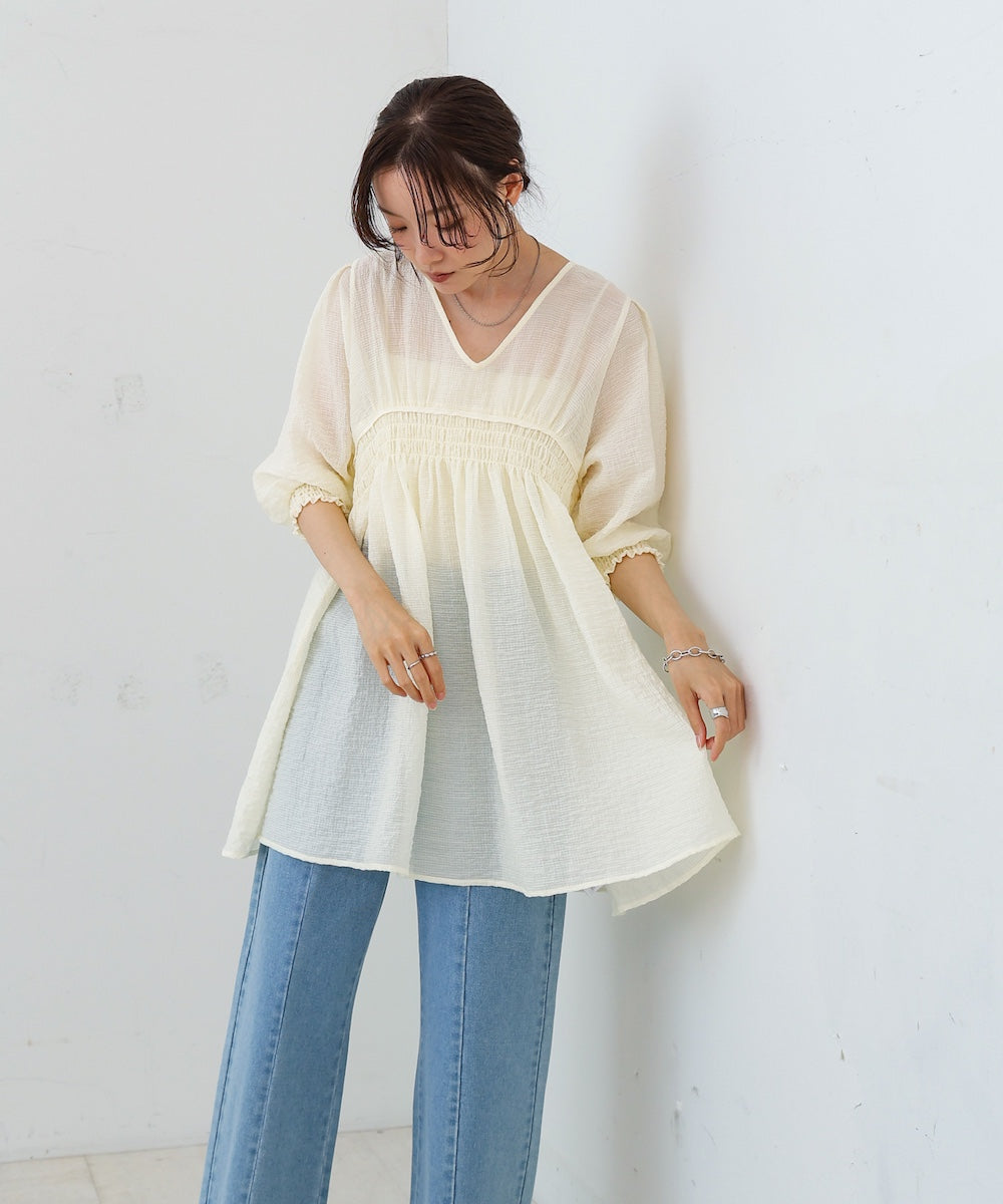 ギャザーミニワンピース