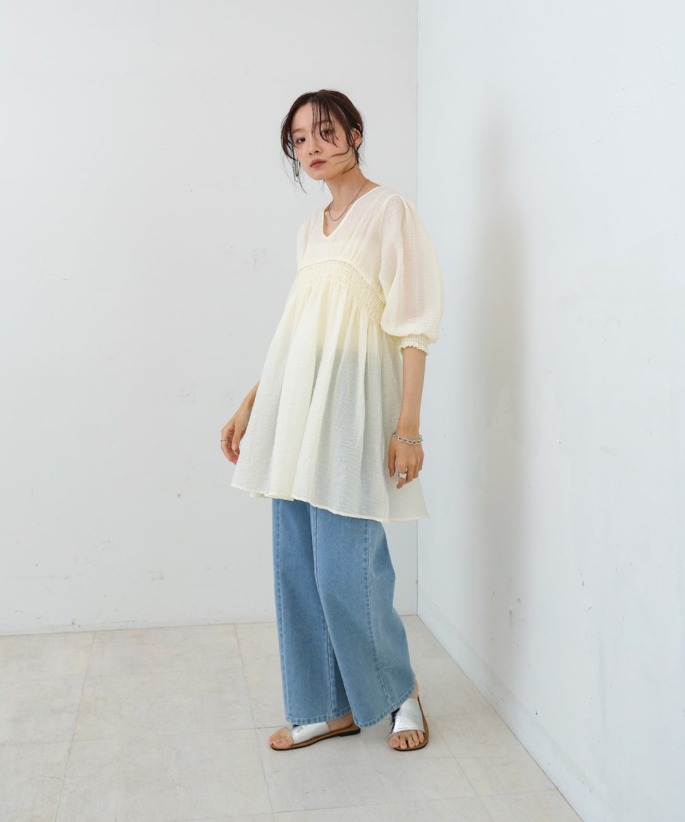 ギャザーミニワンピース