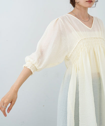 ギャザーミニワンピース