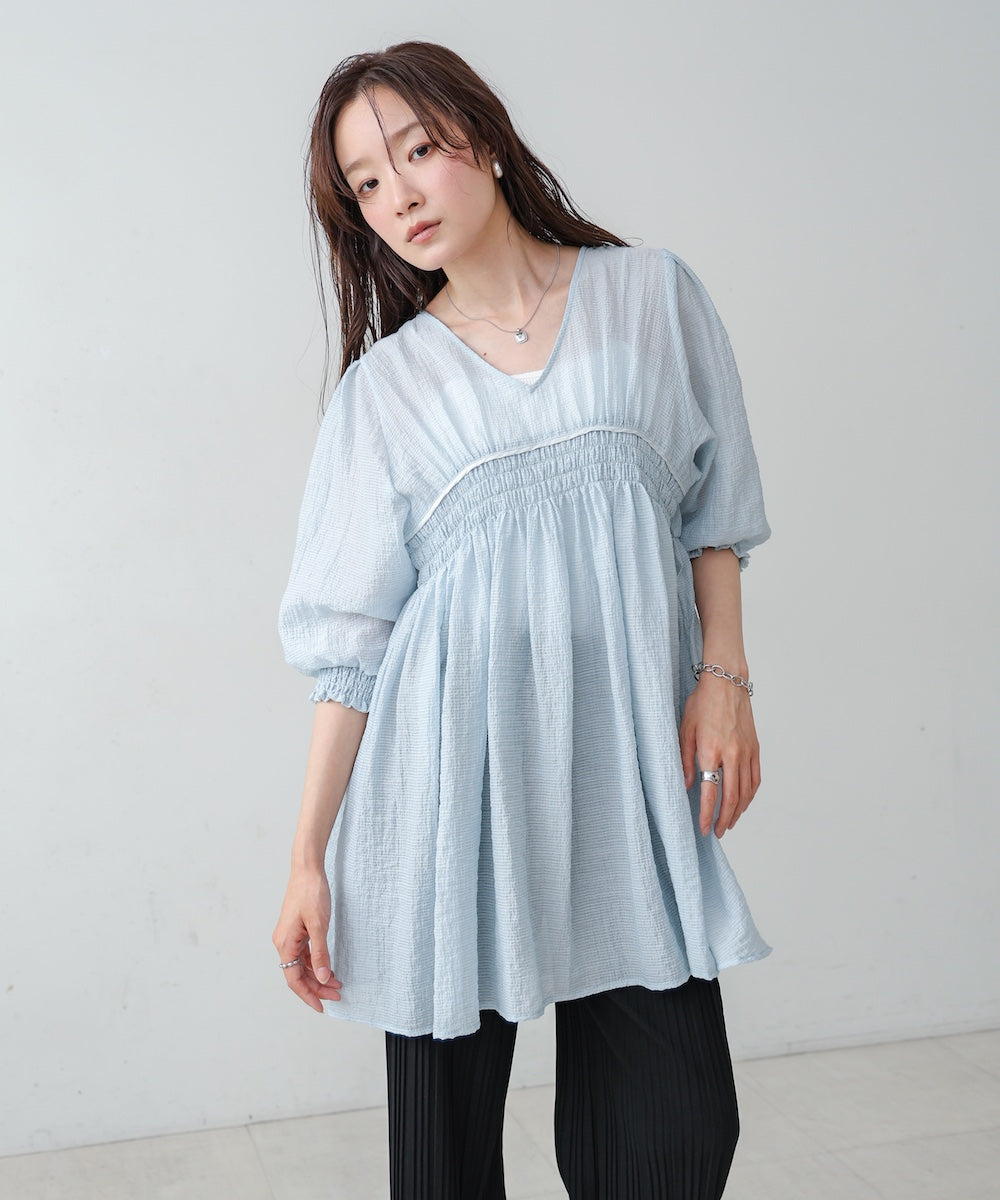 ギャザーミニワンピース