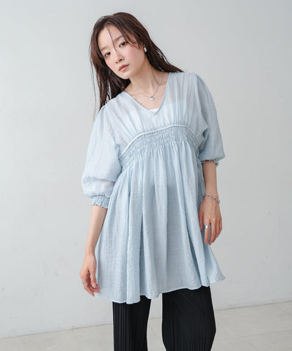 ギャザーミニワンピース