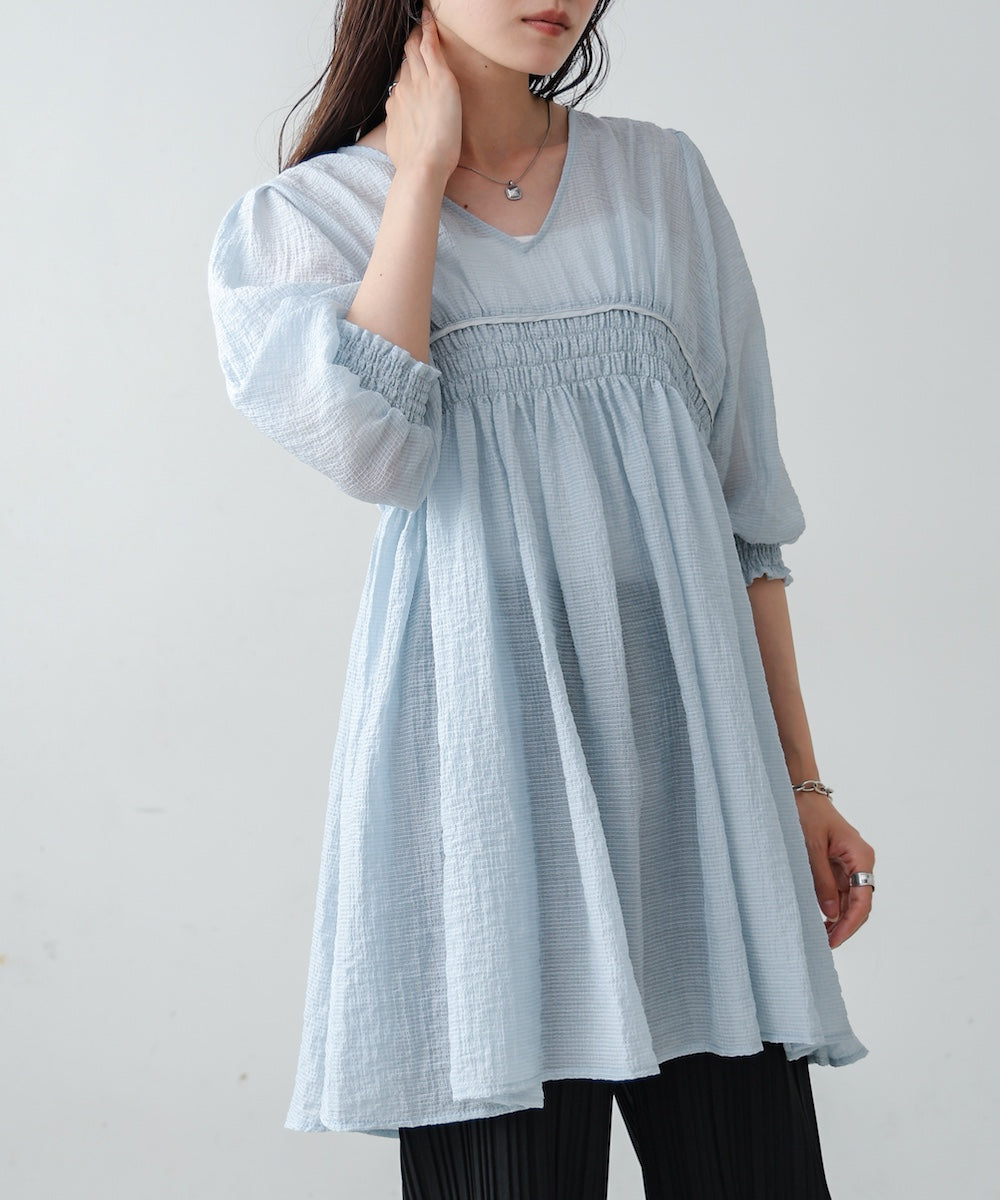 ギャザーミニワンピース