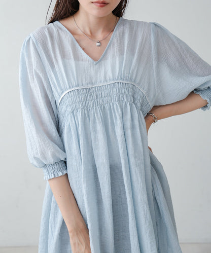 ギャザーミニワンピース