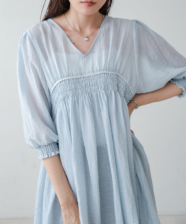 ギャザーミニワンピース