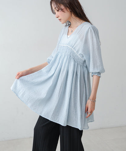 ギャザーミニワンピース