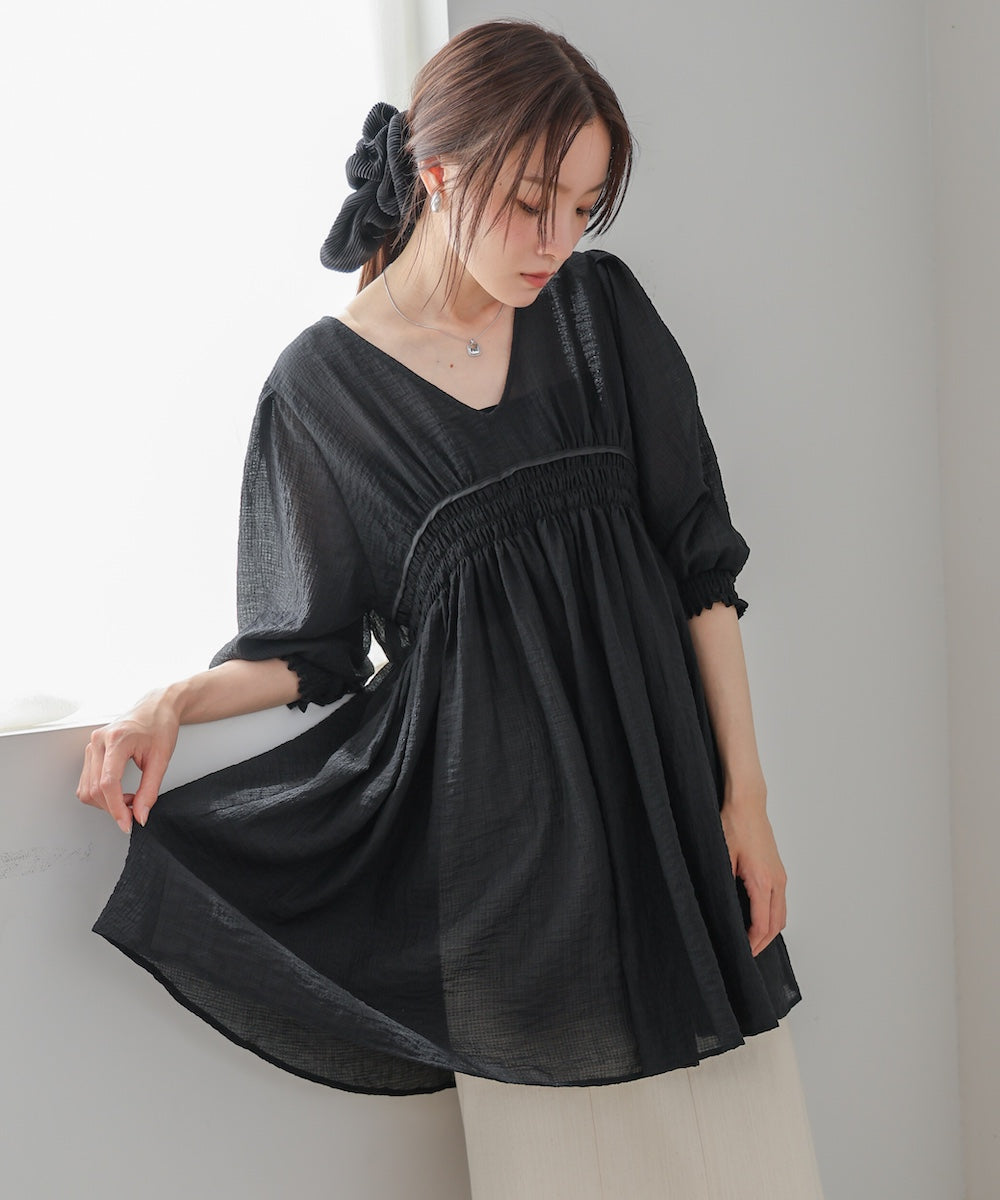 ギャザーミニワンピース