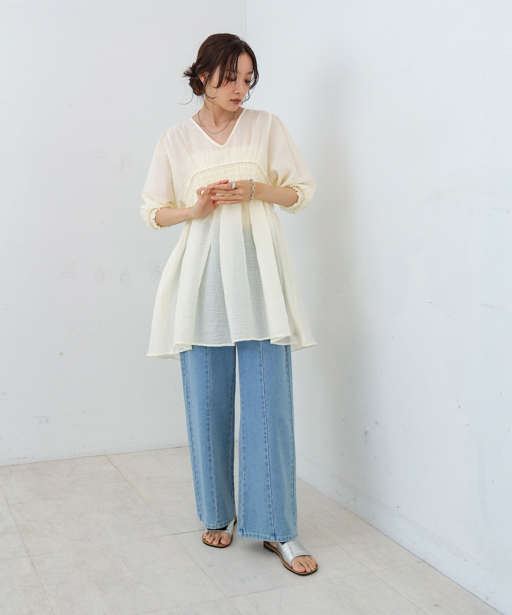 ギャザーミニワンピース