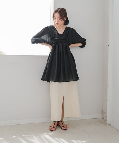 ギャザーミニワンピース