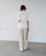 衿付き半袖ギャザーカットソー