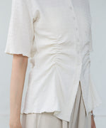 衿付き半袖ギャザーカットソー