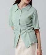 衿付き半袖ギャザーカットソー