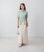 衿付き半袖ギャザーカットソー