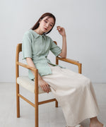 衿付き半袖ギャザーカットソー