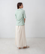 衿付き半袖ギャザーカットソー