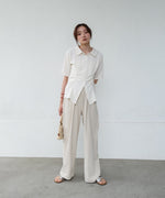 衿付き半袖ギャザーカットソー