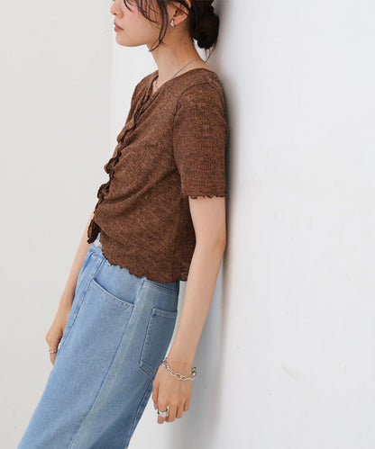 ウェーブデザイン半袖カットソー