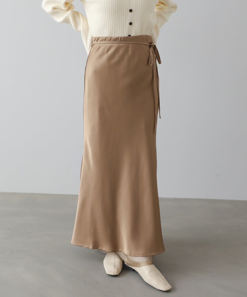 【S・Mサイズ展開】裾シアーサテンナロースカート