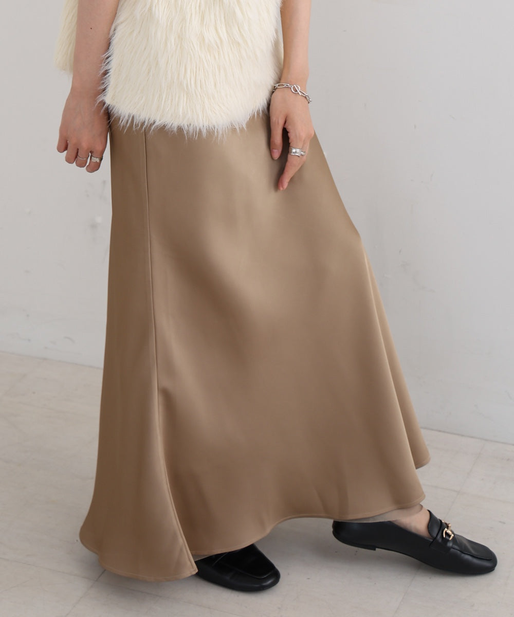 【S・Mサイズ展開】裾シアーサテンナロースカート