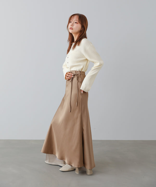 【S・Mサイズ展開】裾シアーサテンナロースカート