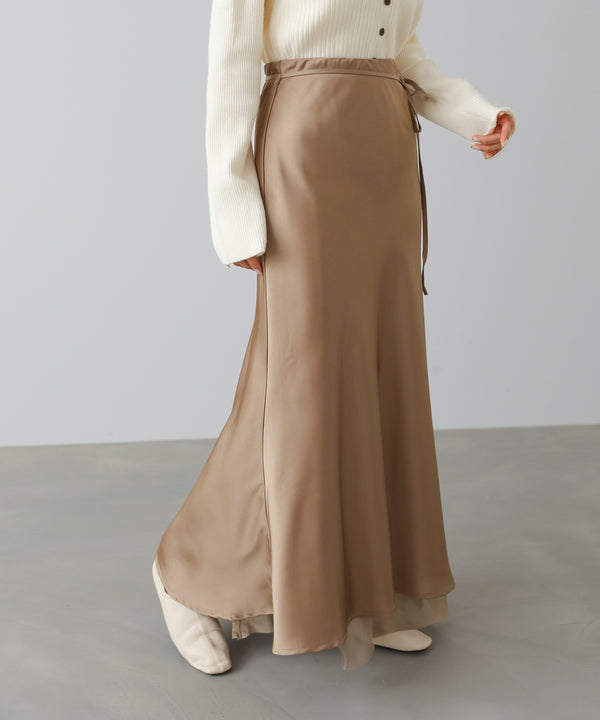 【S・Mサイズ展開】裾シアーサテンナロースカート