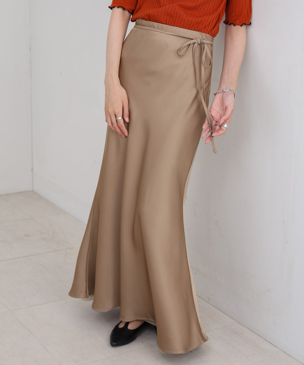 【S・Mサイズ展開】裾シアーサテンナロースカート