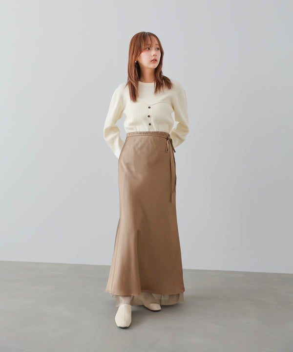 【S・Mサイズ展開】裾シアーサテンナロースカート