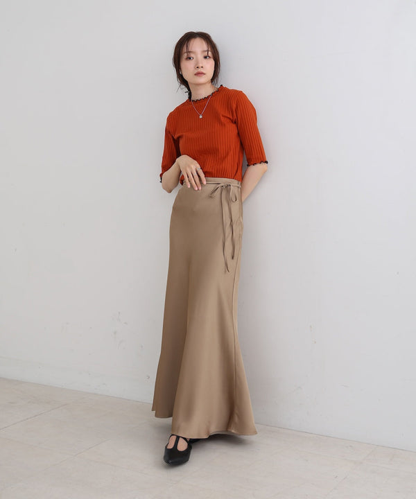 【S・Mサイズ展開】裾シアーサテンナロースカート