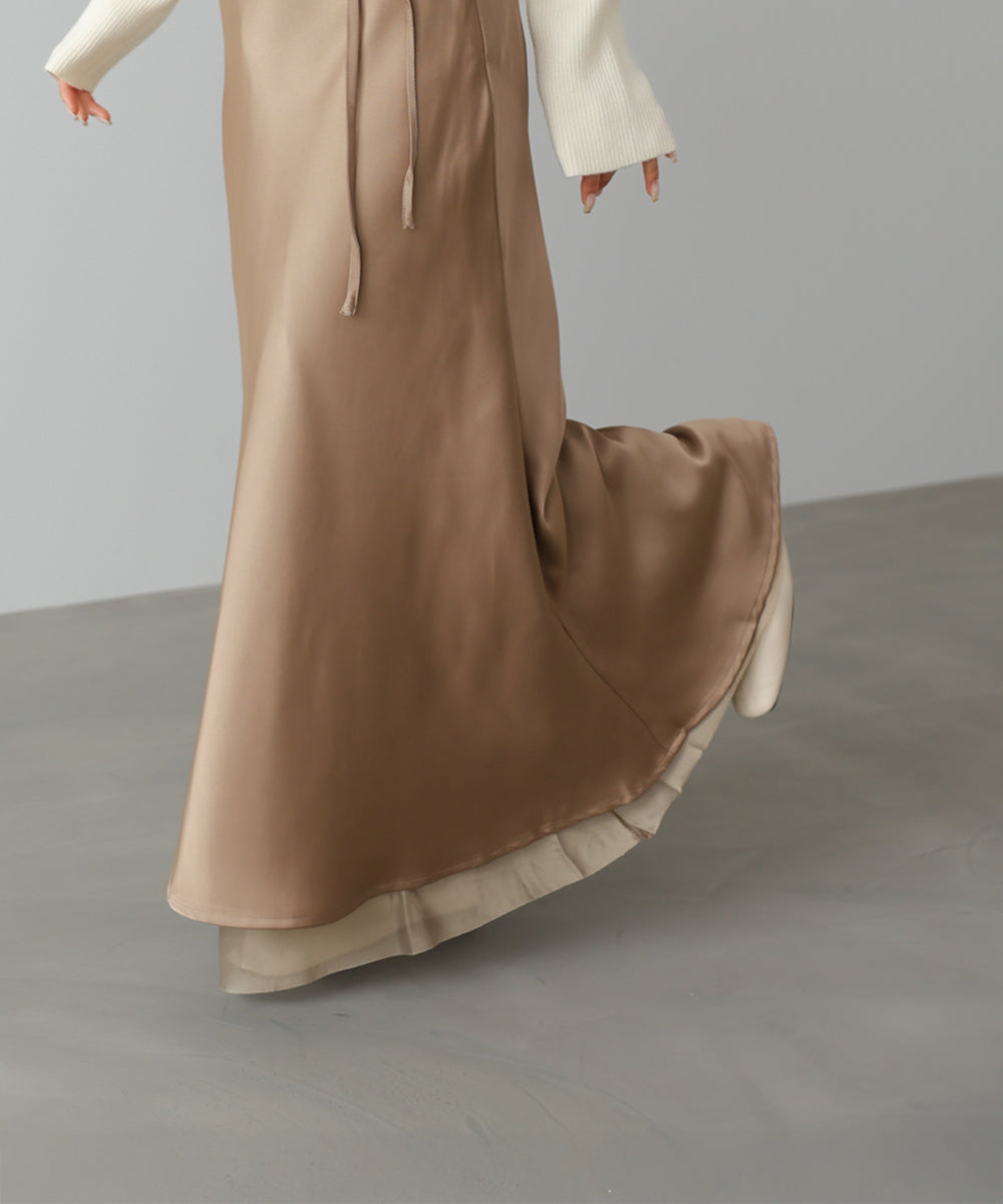 【S・Mサイズ展開】裾シアーサテンナロースカート