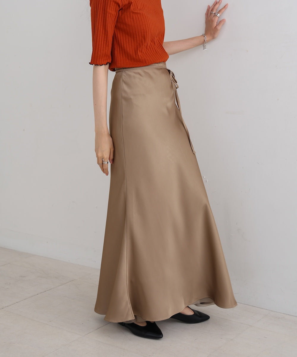 【S・Mサイズ展開】裾シアーサテンナロースカート