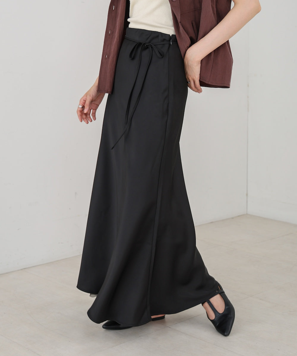 【S・Mサイズ展開】裾シアーサテンナロースカート