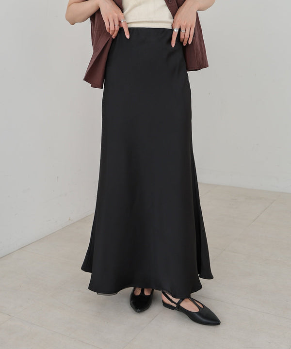 【S・Mサイズ展開】裾シアーサテンナロースカート
