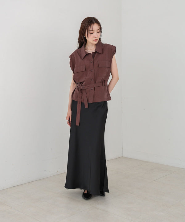 【S・Mサイズ展開】裾シアーサテンナロースカート