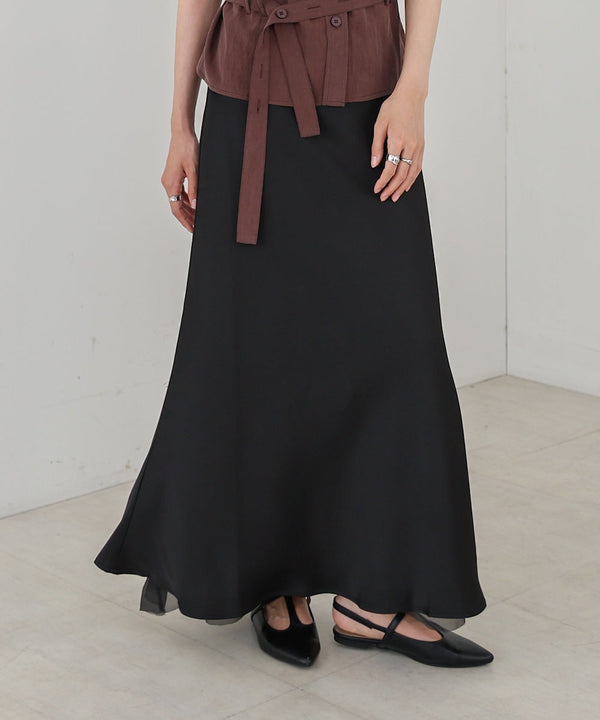 【S・Mサイズ展開】裾シアーサテンナロースカート