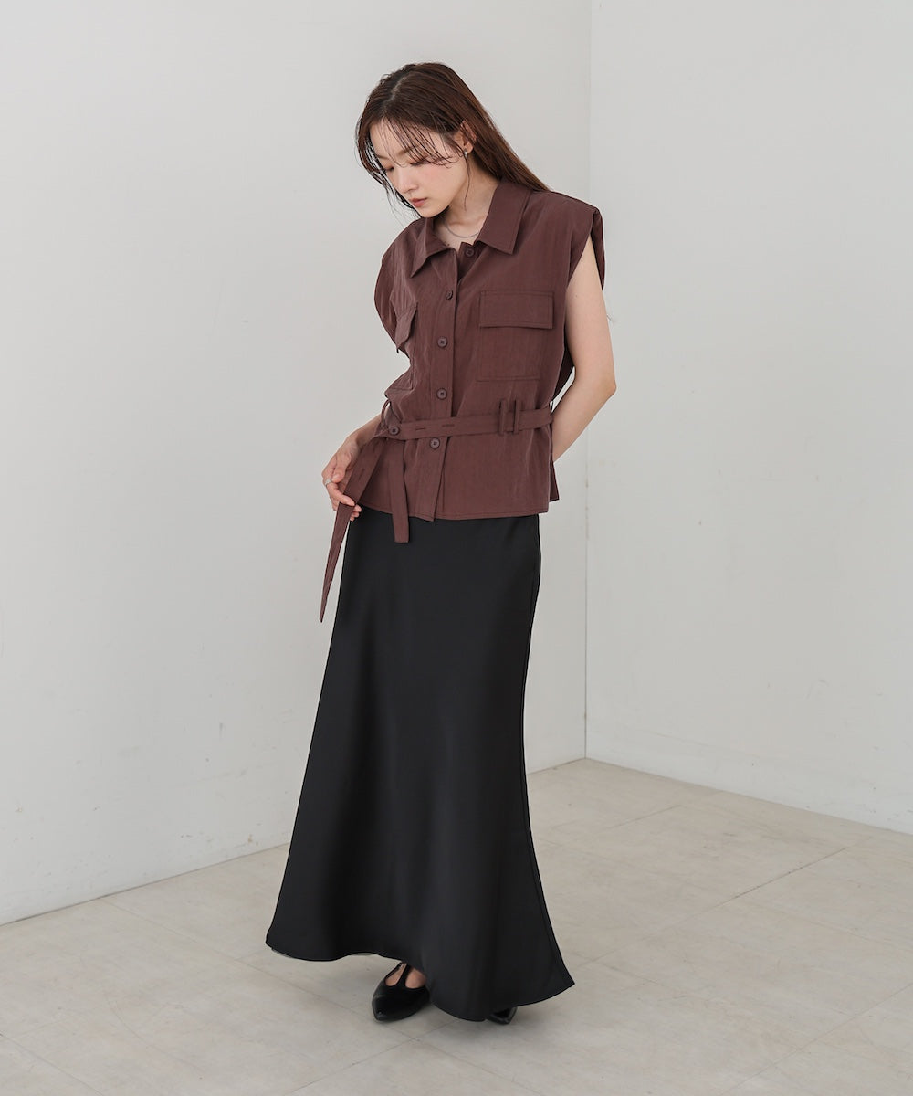 【S・Mサイズ展開】裾シアーサテンナロースカート