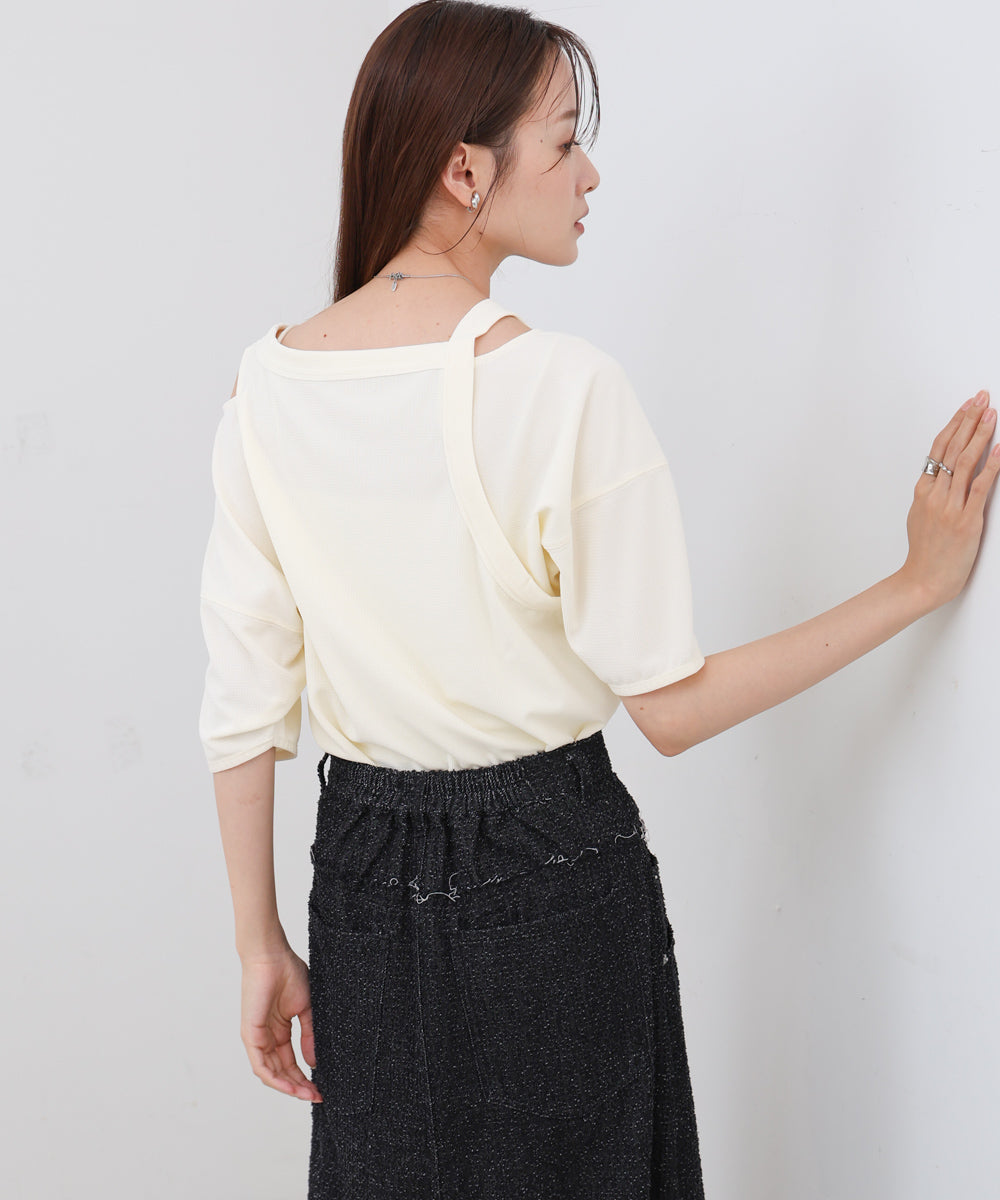 アシメコクーンスリーブカットソー