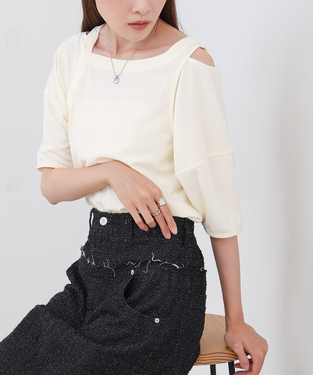 アシメコクーンスリーブカットソー