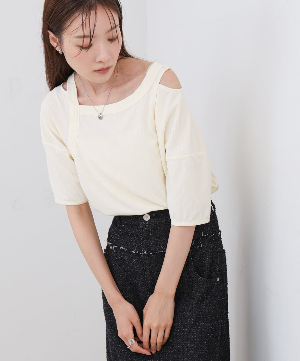 アシメコクーンスリーブカットソー