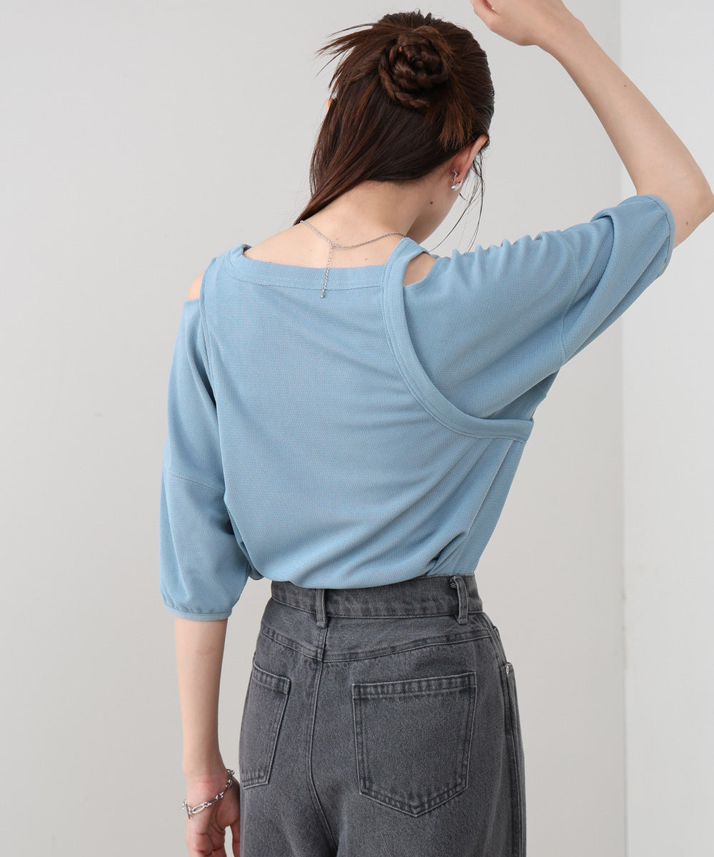 アシメコクーンスリーブカットソー