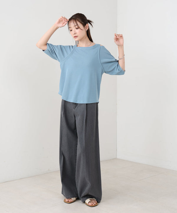 アシメコクーンスリーブカットソー