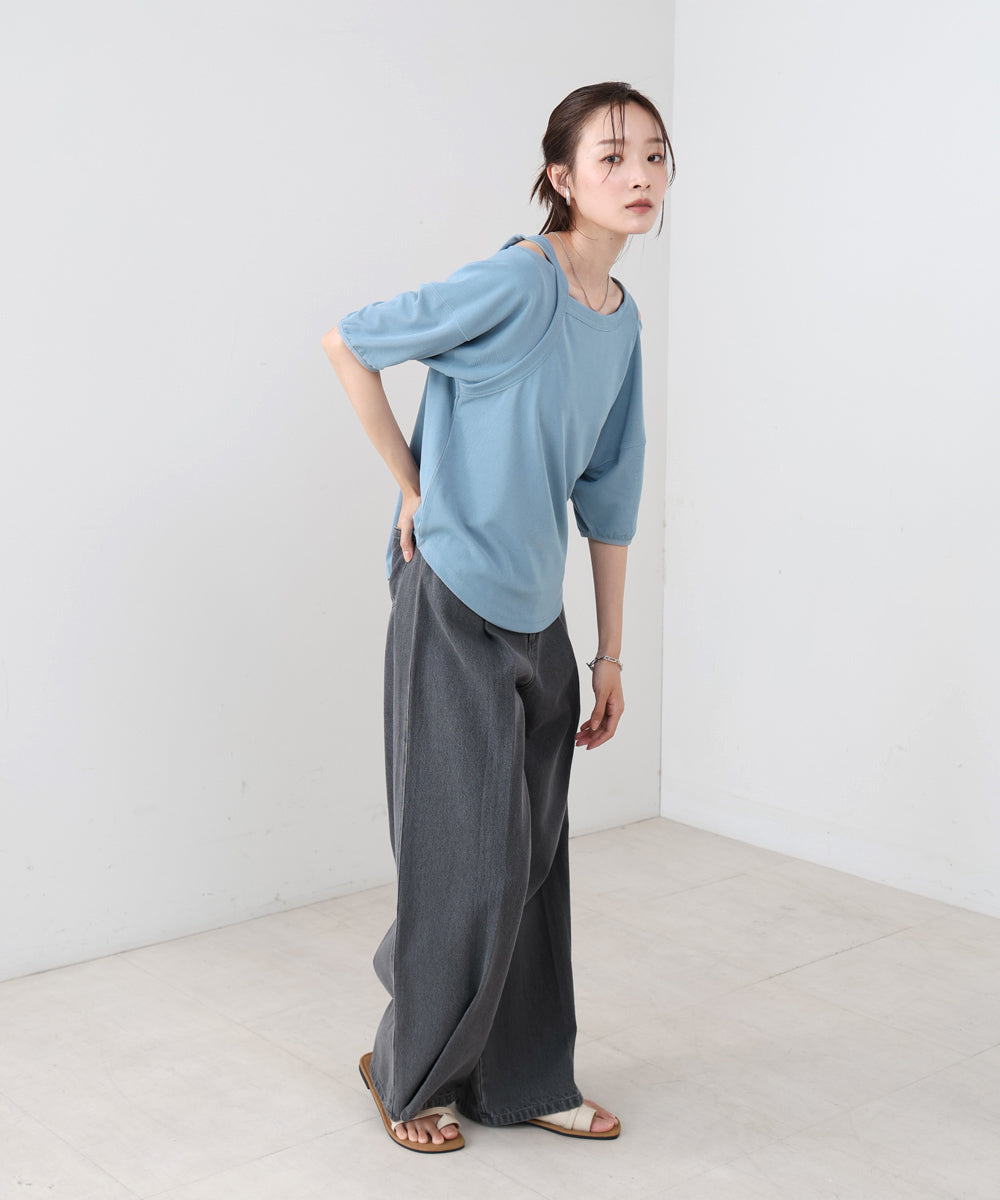 アシメコクーンスリーブカットソー