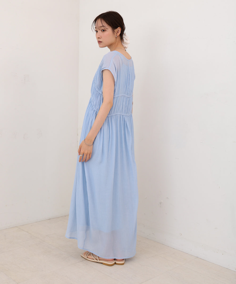 【S・Mサイズ展開】Ｖネックギャザーリボンワンピース