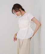 フレンチスリーブギャザーフリルブラウス