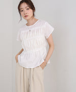 フレンチスリーブギャザーフリルブラウス