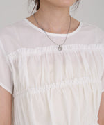 フレンチスリーブギャザーフリルブラウス