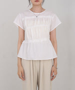 フレンチスリーブギャザーフリルブラウス